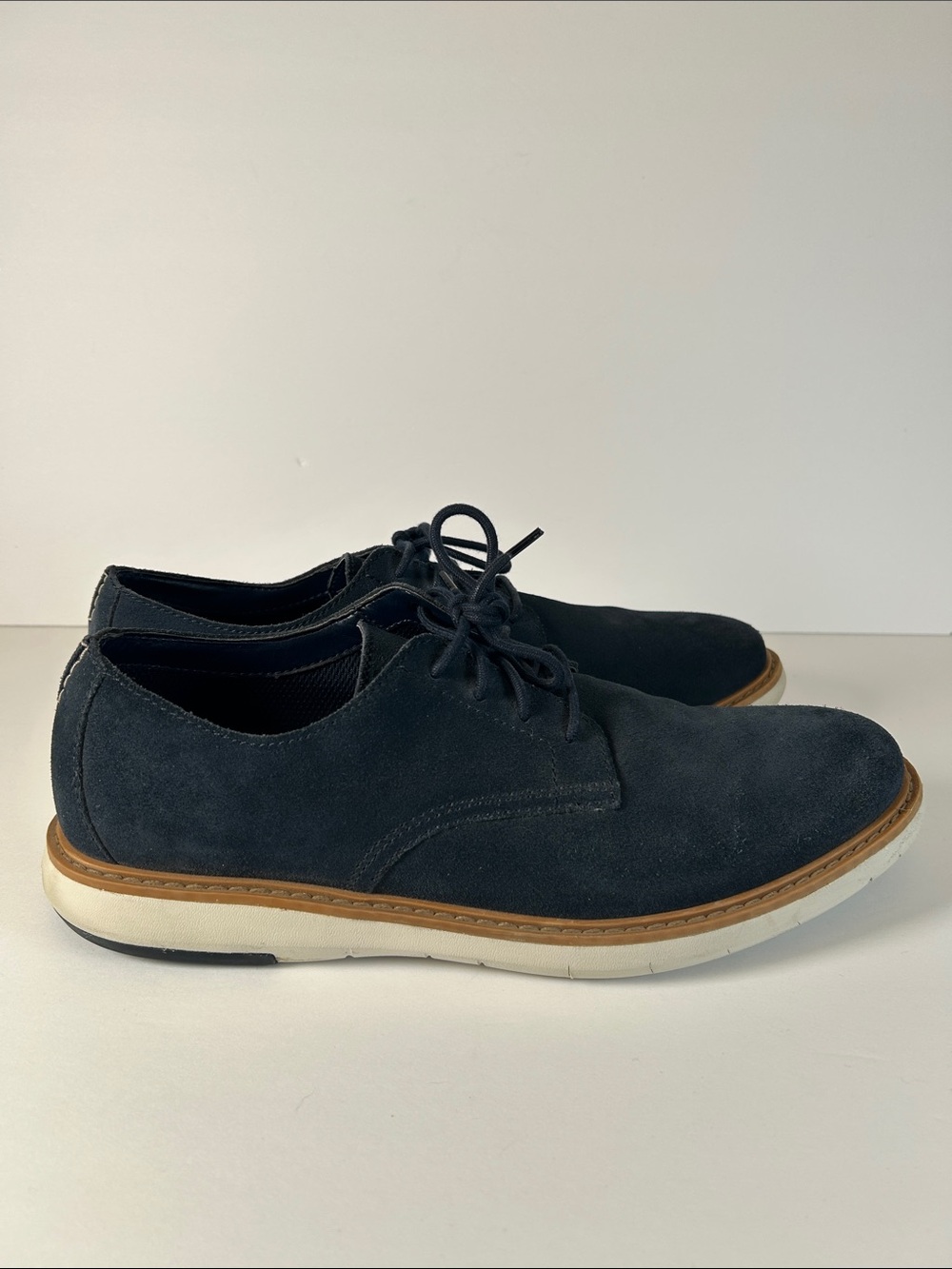 Clarks Blue Suede Derby with Contrast Gum Trim - Picture 2 of 9